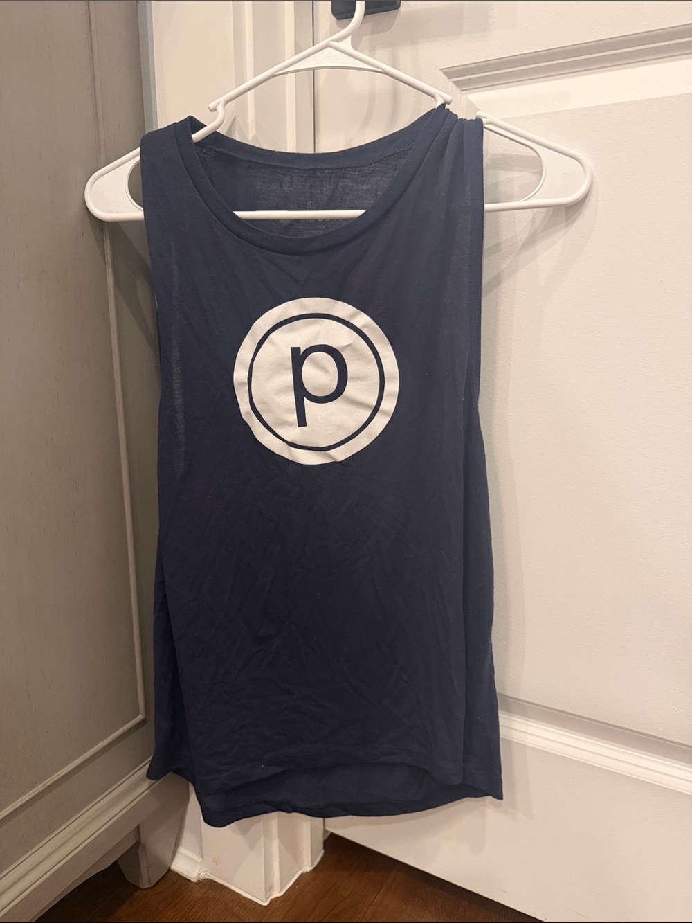 Pure Barre Navy Blue Muscle Tank with White Logo